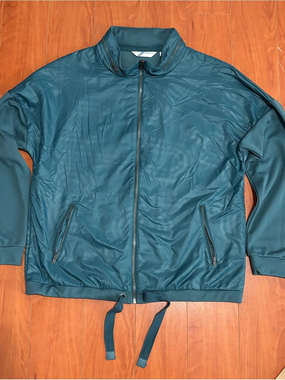 Adidas Original’s Geometric Circle Print Full Zip Jacket - Packable Hood - XL